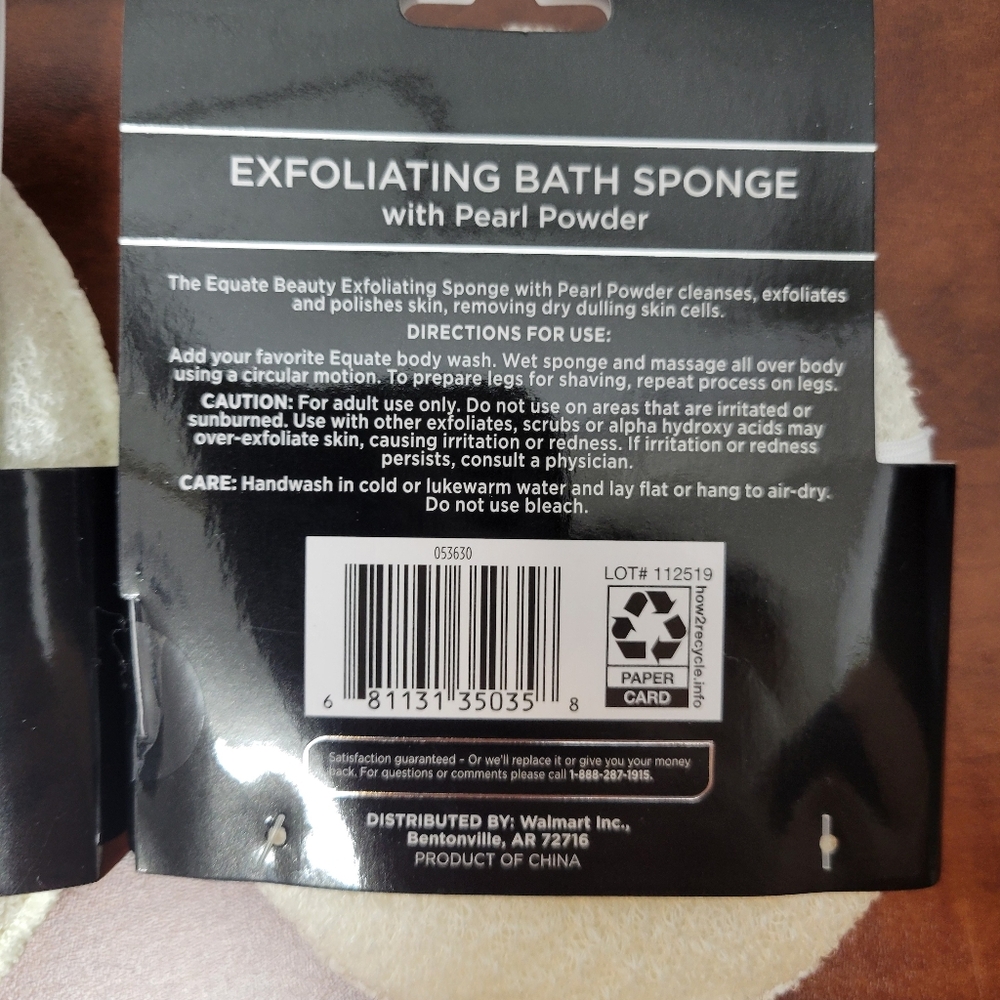 Equate Exfloating Bath Sponge With Pearl Powder Set Of 2 - Picture 2 of 4